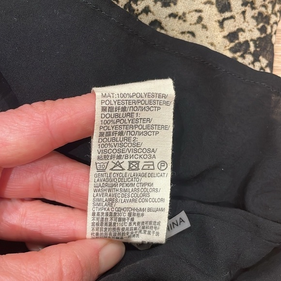 Suncoo Paris Dress Snake Animal Print Longsleeve Wrap Ruffled Sheer Large New - Picture 12 of 12